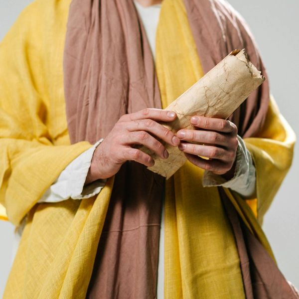 Ancient scrolls and manuscripts suggesting historical knowledge.